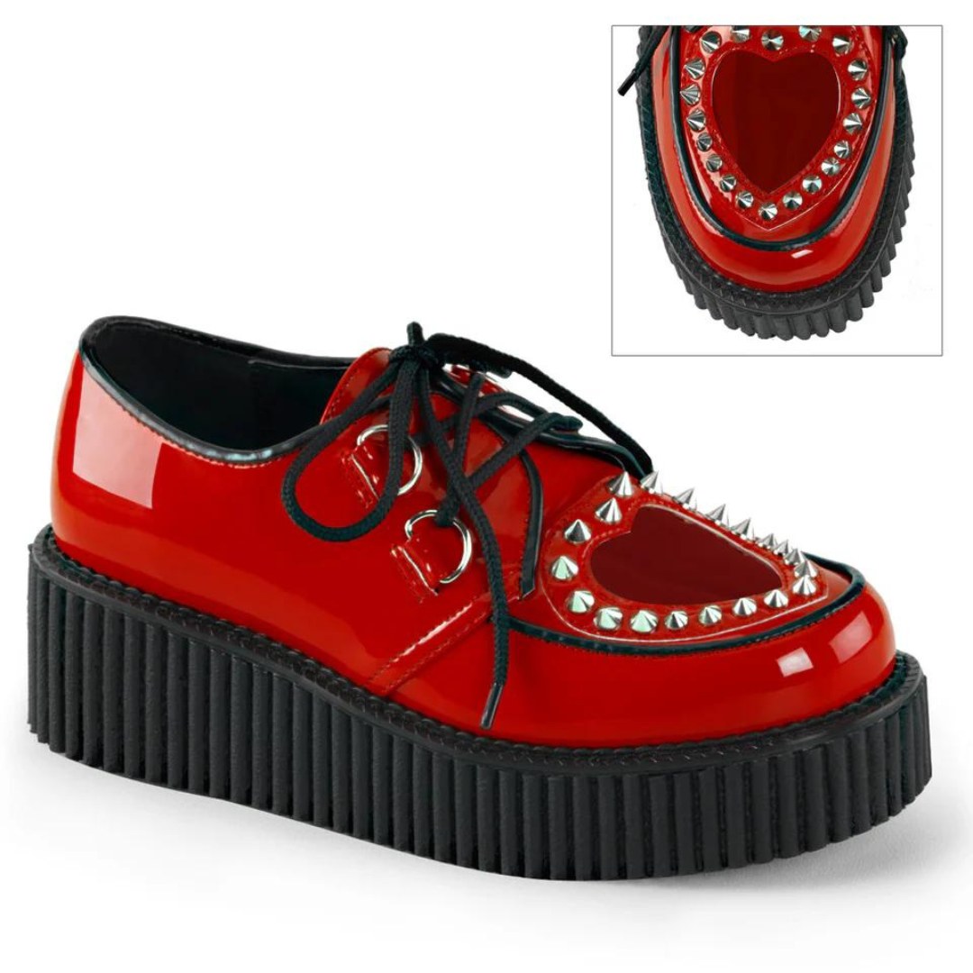 Demonia Creeper-108 Red Platform Vegan Leather Shoe