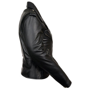 Womens Classic Leather Motorcycle Jacket - Side | The Alley