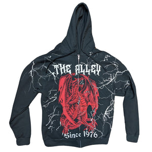 Monster Print Red Dragon Zip Up Hoodie | The Alley