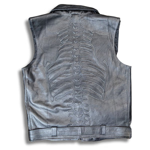 Mens Black Skeleton Bones Jacket Style Vest