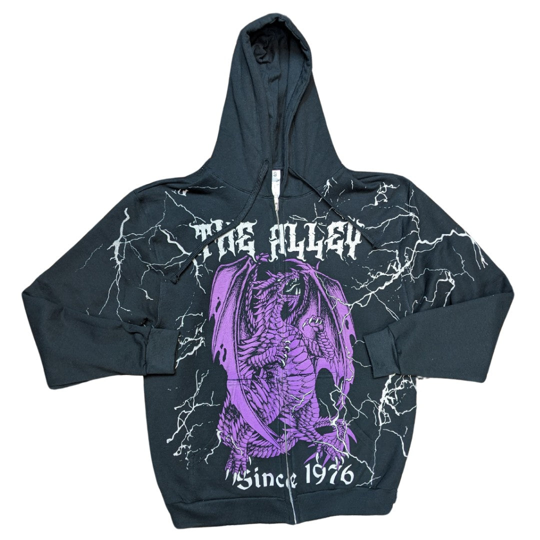 Monster Print Purple Dragon Zip Up Hoodie | The Alley