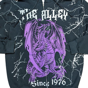 Monster Print Purple Dragon Zip Up Hoodie