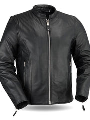 Classic Mens Cafe Style Leather Jacket