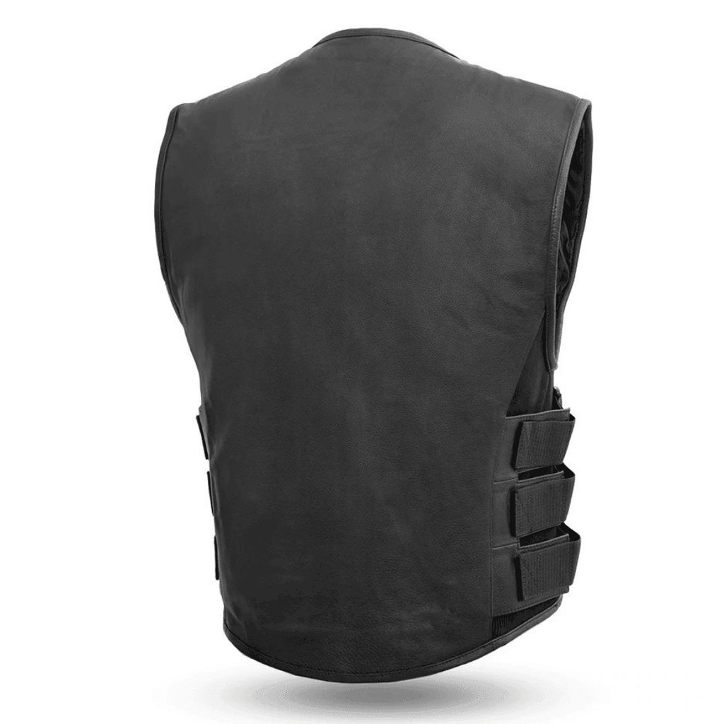 Commando SWAT Style Mens Black Leather Vest