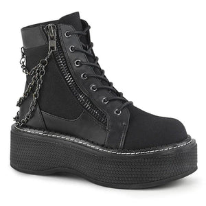 Demonia Emily 114 Black Canvas/Vegan Leather Boot - The Alley Chicago