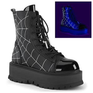 Demonia Slacker-88 Vegan Leather Boot with Spider Web - The Alley Chicago