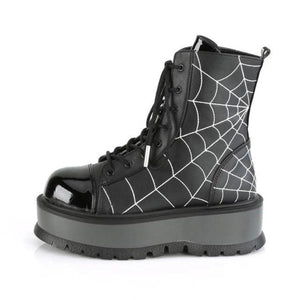 Demonia Slacker-88 Vegan Leather Boot with Spider Web - The Alley Chicago